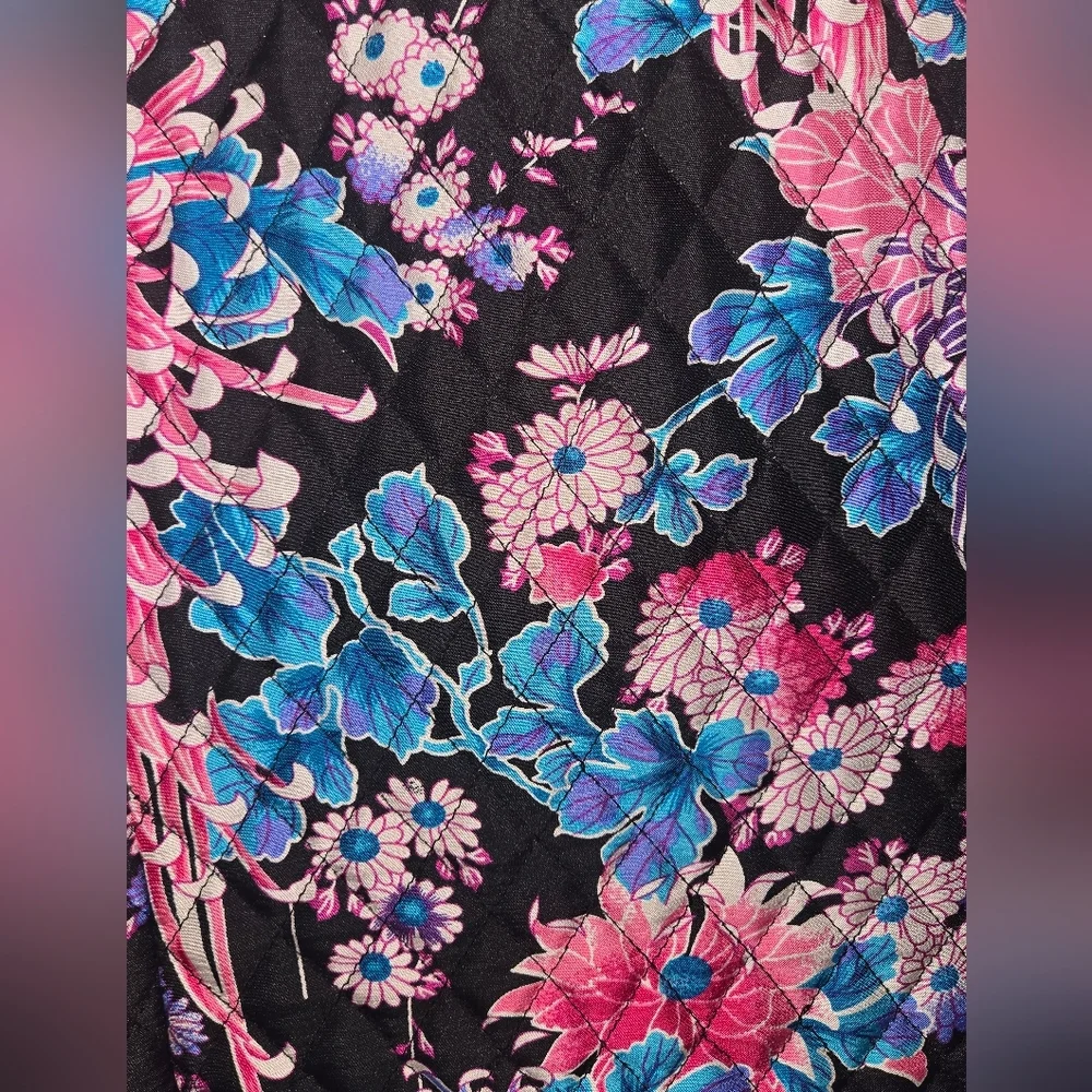 SilkLand Vibrant Floral Silk Coat, Beading, Artsy, Asain, Size XL - Picture 9 of 9